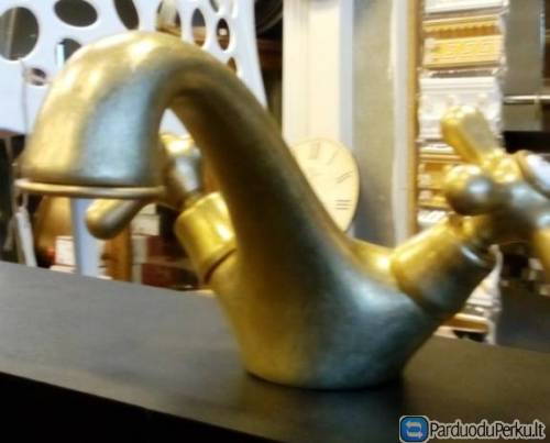 Retro, klasikinis, žalvarinis, praustuvo maišytuvas