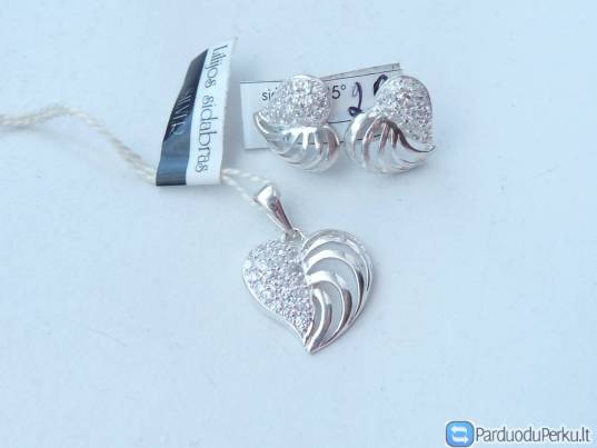 Sidabrinių širdelių komplektas