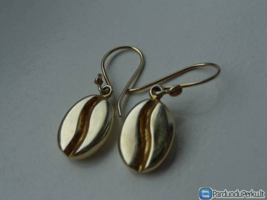 Sidabriniai auksuoti auskarai Kavos pupelės