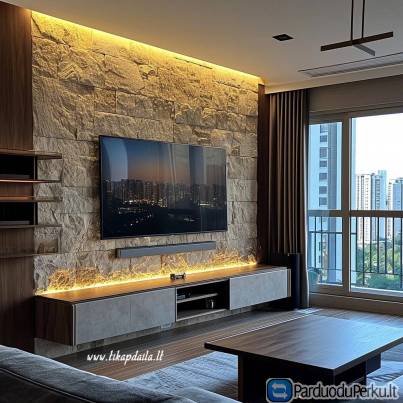 TV Sienų apdaila dekoratyviniu akmeniu