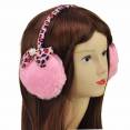 Šiltos ausinės mergaitėms dekoruotos kaspinėliais ir perliukais