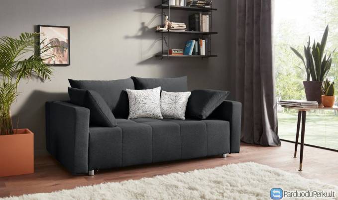Sofa – lova Nr143 pilka su miego funkcija ir dėže patalynei