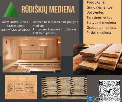 Statybinė konstrukcinė mediena iki 9,0m ilgio