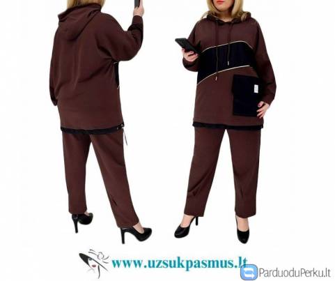 Stilingas laisvalaikio kostiumas apkūnioms