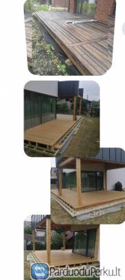 STOGU KARKASINIU NAMU PAVESINIU TERASU STATYBA