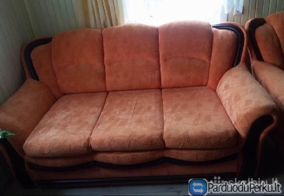 Prabangus oranžinis svetainės komplektas