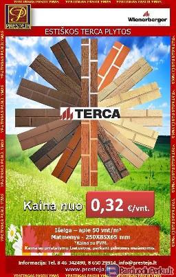 Terca apdailos klinkerinės plytos nuo 0.32 Eur/vnt