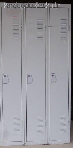 Tvarkinga 3 sekcijų metalinė persirengimo spinta su užraktai