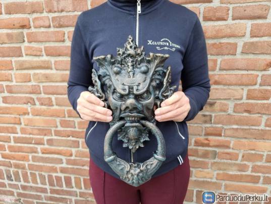 Unikalus XL sunkus geležinis durų beldiklis - 36 cm