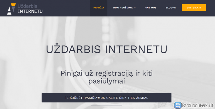 Uždarbis internetu, pinigai už registraciją