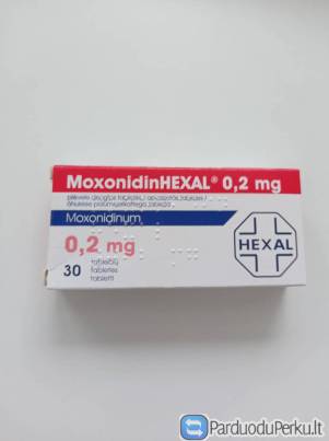 Vaistas Moxonidin 0,2 mg 1 dėžutė-0,50 €