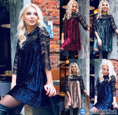 Veliūrinės - gipiūrinės plisuotos suknelės įvairioms progoms