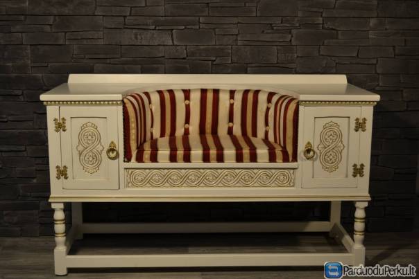 vintažinis ąžuolinis pufas fotelis