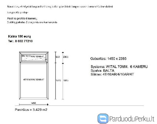 Vitrininis naudotas langas trijų stiklų paketo, su varstoma 