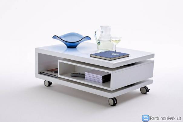 Vokiškas baltas blizgus lakuotas staliukas"angela"