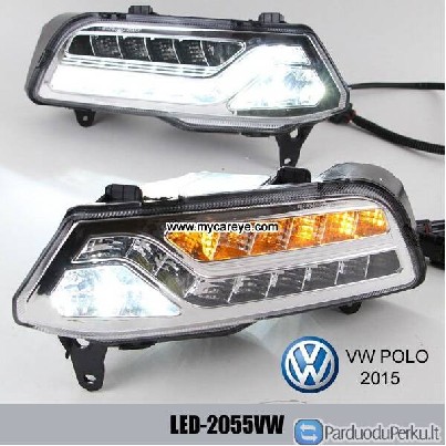VW Polo DRL LED dieniniai žibintai įjungti šviesos