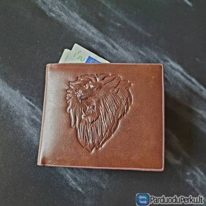 Vyriška Odinė Piniginė su Liūtu – Nauja už 18€