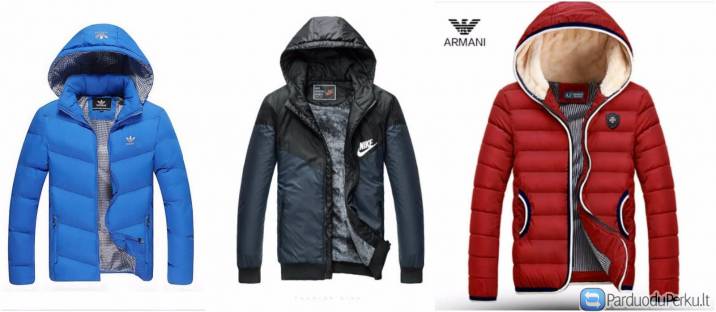 vyriškos ADIDAS NIKE ARMANI žieminės striukės