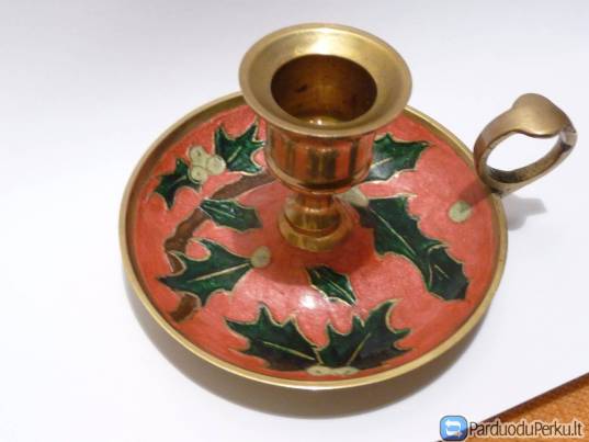 Žalvarinė žvakidė su emaliu