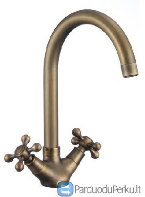 Žalvarinis, retro,  klasikinis, aukštas praustuvo maišytuvas