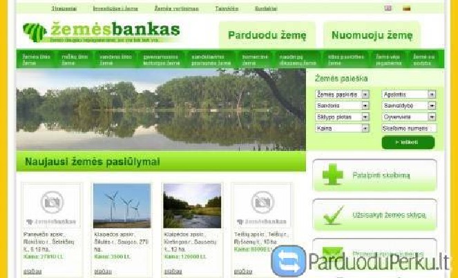 Žemę parduoti ir pirkti galite čia