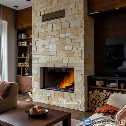 Židinio apdaila dekoratyviniu akmeniu