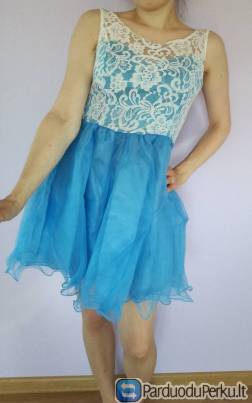 Žydra suknytė su baltu gifiūru