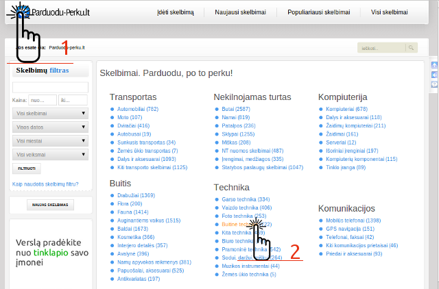 Kategorijos pasirinkimas