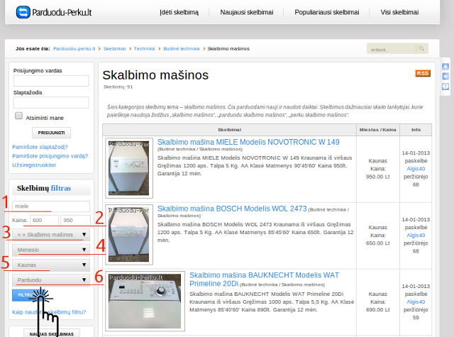 Parduodu-perku.lt skelbimų filtro naudojimas